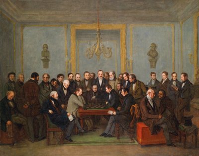 Epische schaakpartij tussen Pierre Saint Amant en Howard Staunton in 1843 door Jean Henri Marlet