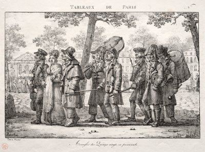 Scènes van Parijs: Blinde Mannen van de Quinze Vingts, Wandelend door Jean Henri Marlet