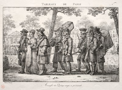 Scènes van Parijs: Blinde mannen van de Quinze Vingts, wandelen door Jean Henri Marlet