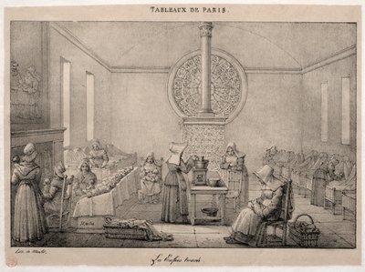 Scènes van Parijs: Het vondelingenhuis door Jean Henri Marlet