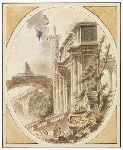 Fantasie van een architectonische ruïne door Jean Henry Alexandre Pernet