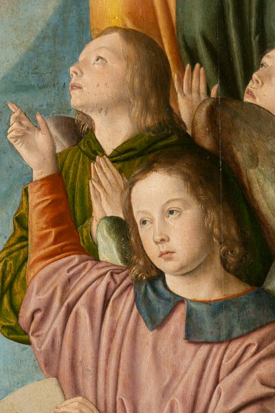 Engelen (detail). Drieluik van de meester van Moulins door Jean Hey