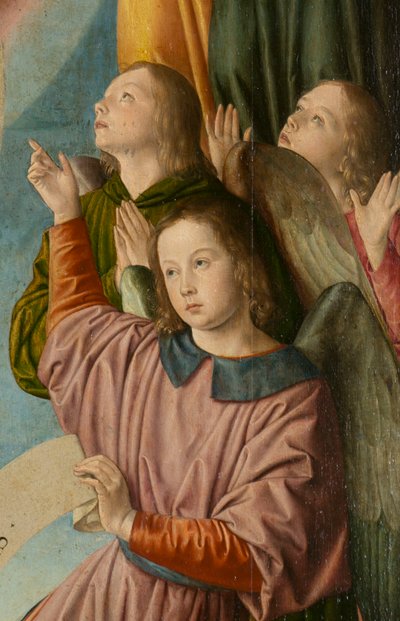 Engelen, detail (Drieluik van de meester van Moulins) door Jean Hey