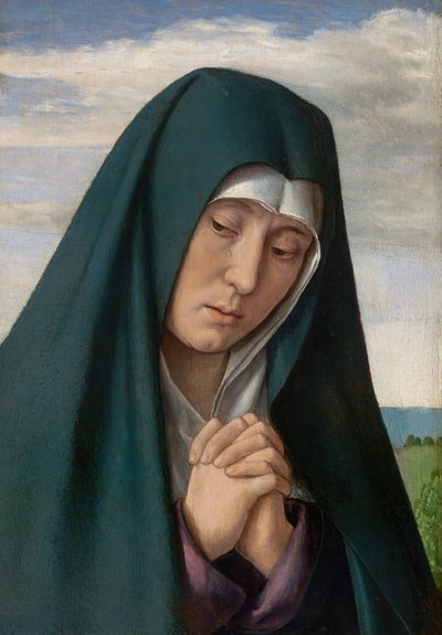 Fragment van Christus die het Kruis Draagt: Rouwende Maagd door Jean Hey