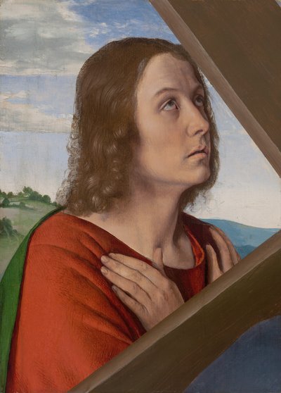 Fragment van Christus die het kruis draagt: Sint Jan de Evangelist, 150005 door Jean Hey