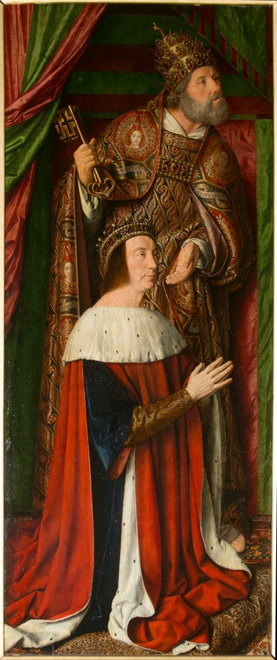 Peter II van Bourbon met Sint Pieter (detail) door Jean Hey