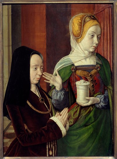 Vermoedelijk portret van Madeleine van Bourgondië, gepresenteerd door Sainte Madeleine door Jean Hey