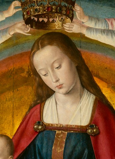 De Maagd (detail). Drieluik van de meester van Moulins door Jean Hey