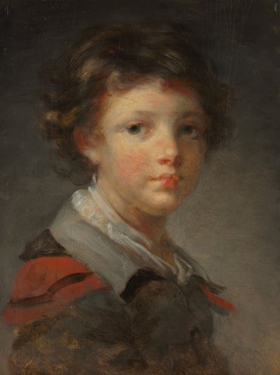 Een jongen in een met rood gevoerde mantel, 1780s door Jean Honore Fragonard