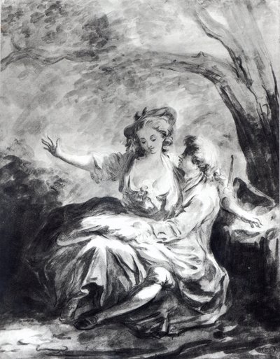 Een ontmoetingsplaats voor liefde door Jean Honore Fragonard