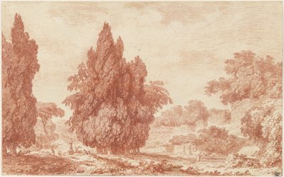 Een groep cipressen in een Italiaans park door Jean Honore Fragonard