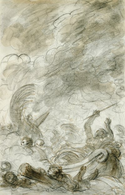 Alcina vlucht (pen en inkt, krijt en was op papier) door Jean Honore Fragonard