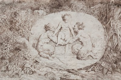 Bacchanalen: Nimf Ondersteund door Twee Satyrs door Jean Honore Fragonard