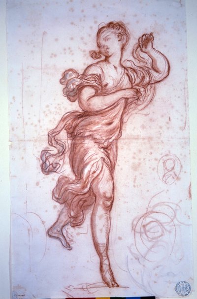 Danseres gekleed in antieke stijl door Jean Honore Fragonard