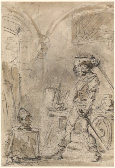 Don Quichot op het Punt om de Helm te Slaan door Jean Honore Fragonard
