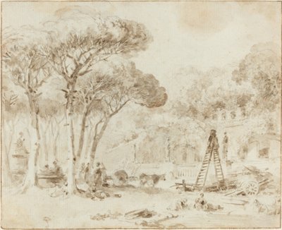 Tuinen van een Italiaanse Villa (Villa Medici?) door Jean Honore Fragonard