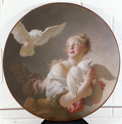 Meisje met een Duif door Jean Honore Fragonard