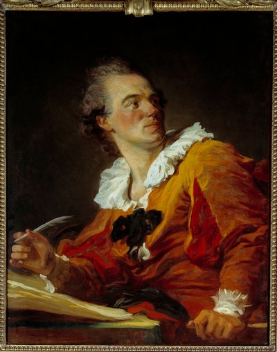 Inspiratie Portret van een onbekende. Schilderij door Jean Honoré Fragonard (1732-1806) 18e eeuw door Jean Honore Fragonard