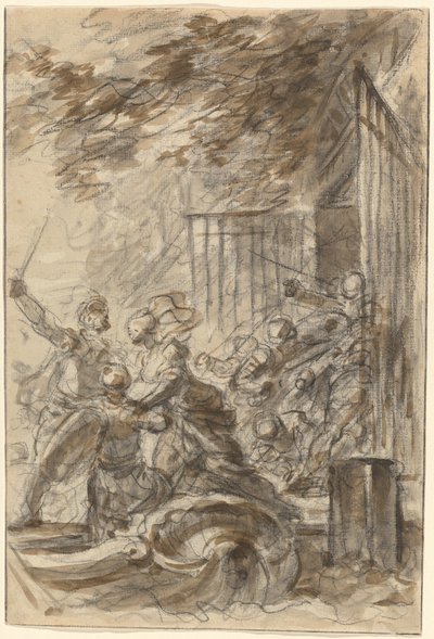 Isabella verlaat haar huis om Odorico en zijn mannen te volgen door Jean Honore Fragonard