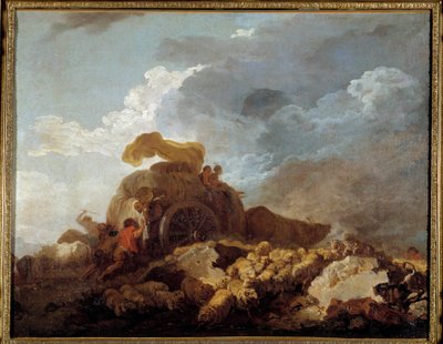 De storm of de vastgelopen kar door Jean Honore Fragonard