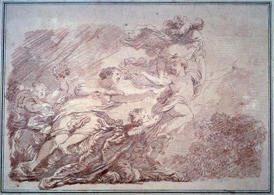 Minerva scheurt een jonge prins weg van de wellust. Schilderij door Jean Honoré Fragonard (1732-1806) 1774. Besançon, Musée des Beaux-Arts door Jean Honore Fragonard