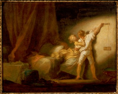 Modello versie van "De grendel" door Jean Honore Fragonard