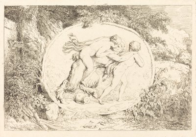 Nimf Rijdend op een Sater door Jean Honore Fragonard