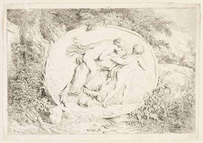Nimf op de rug van een sater, uit Bacchanales, of Satyrs
