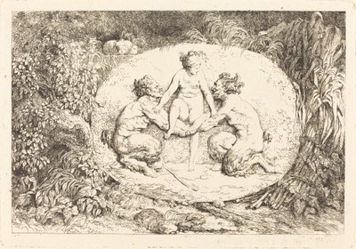 Nimf Ondersteund door Twee Satyrs (Nymphe s