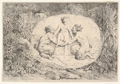 Nimf ondersteund door twee saters, 1763 door Jean Honore Fragonard