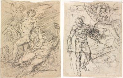 Orpheus en Eurydice (recto) door Jean Honore Fragonard
