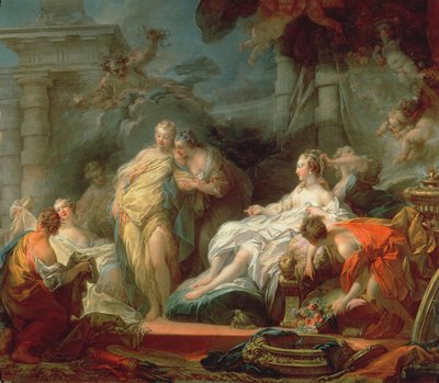 Psyche toont haar zusters haar geschenken van Cupido, 1753 door Jean Honore Fragonard