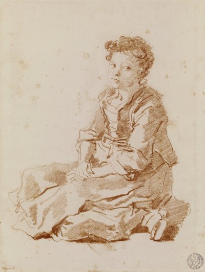 Klein meisje zittend op de grond door Jean Honore Fragonard