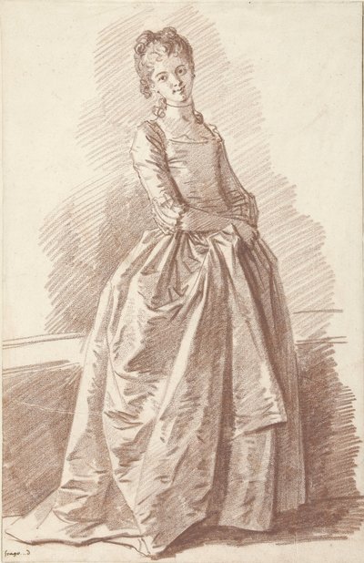 Staande jonge vrouw, aanziend door Jean Honore Fragonard