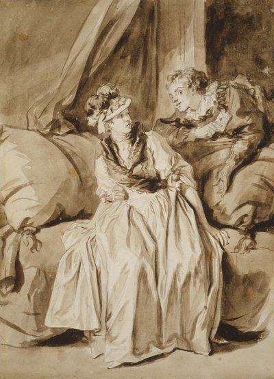 De brief, of Het Spaanse gesprek door Jean Honore Fragonard