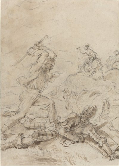 De Muilezel Drijver Aanvallend Don Quichot Terwijl Hij Weerloos op de Grond Ligt door Jean Honore Fragonard