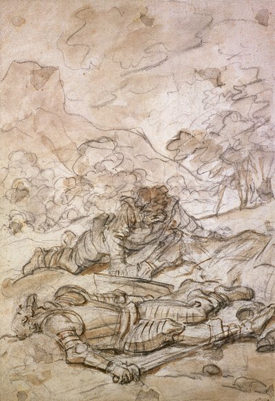 De trieste situatie van Don Quichot en Sancho Panza, mishandeld door de galeislaven, 18e eeuw door Jean Honore Fragonard