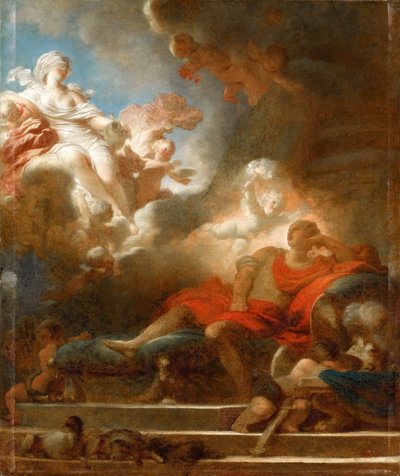 De droom van liefde van de krijger door Jean Honore Fragonard