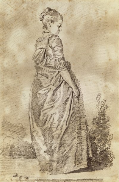 Jonge vrouw wandelend door Jean Honore Fragonard