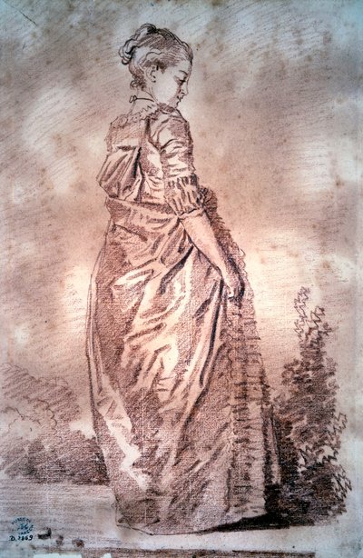 Jonge vrouw wandelend door Jean Honore Fragonard