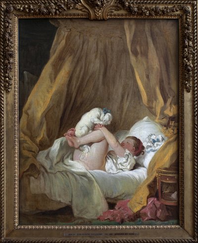 Jong meisje met een hond door Jean Honore Fragonard