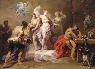 Venus bestelt wapens bij Vulcan voor Aeneas door Jean II Restout