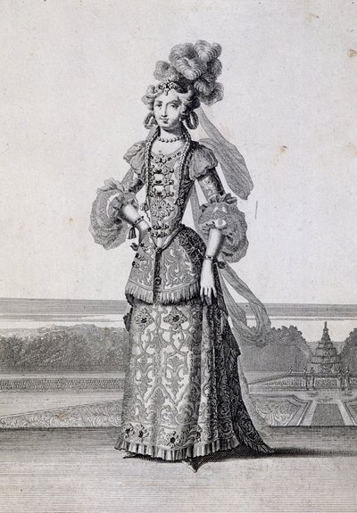 Vrouwelijke balletkostuums, gravure door Jean Berain de Oudere, Frankrijk door Jean I  Berain