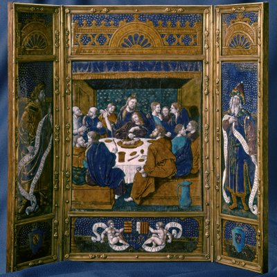 Het Laatste Avondmaal, Tryptiek, Email van Limoges, c.1545 door Jean I Pénicaud