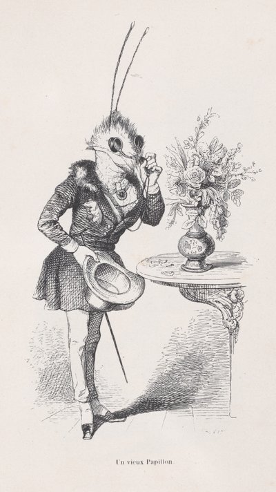 Een Oude Vlinder uit Scènes uit het Privé- en Openbare Leven van Dieren, ca. 1837-47 door Jean Ignace Isidore Gérard
