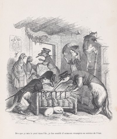 Zodra ik voet op het eiland zette... uit Scènes uit het privé- en openbare leven..., ca. 1837-47 door Jean Ignace Isidore Gérard