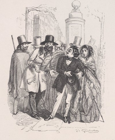 Men zou je drie jaar kunnen verwijten als je hun hoed liet vallen. uit de Kleine M... door Jean Ignace Isidore Gérard