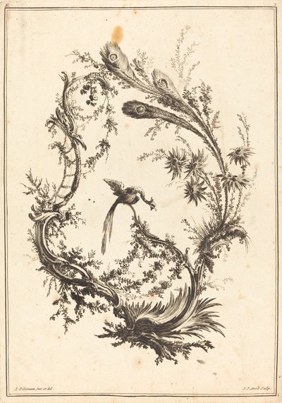 Ornament met een pauw door Jean Jacques Avril