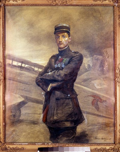 Portret van Georges Guynemer (1894-1917) Hij is een Franse piloot uit de Eerste Wereldoorlog. 1918. Schilderij door Jean Jacques Berne Bellecour (1874 -?), 20e eeuw. Parijs, Musee de l