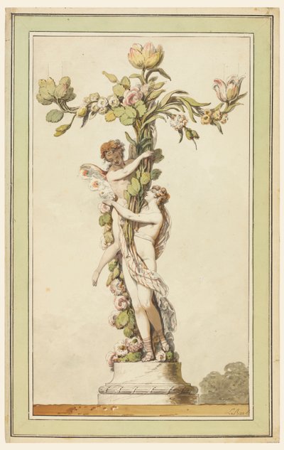 Ontwerp voor een porseleinen kandelaar door Jean Jacques Francois Le Barbier